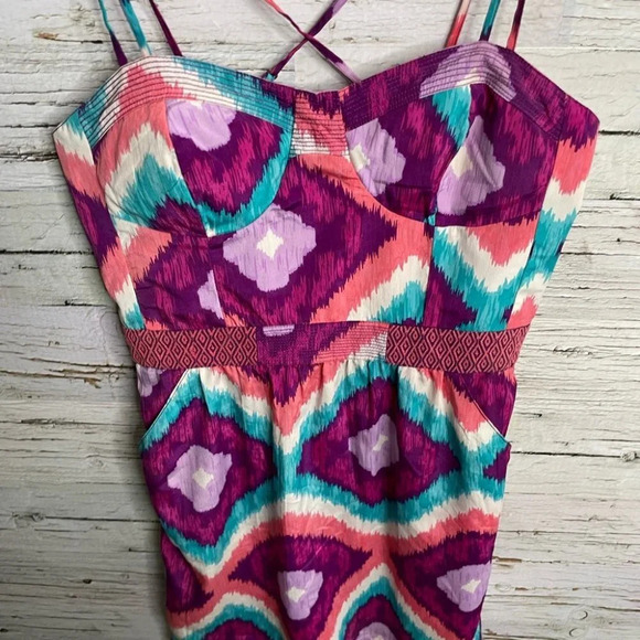 American eagle blue pink mini dress size 2 - Picture 3 of 9